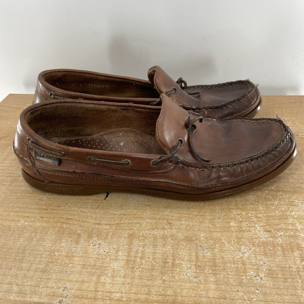 Sebago Docksides Shoes Mens 11 M Brown Leather Boat Deck Moccasin Loafers